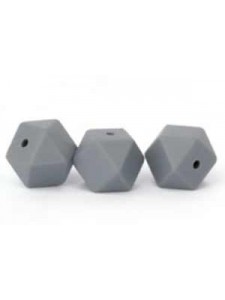 Silicone Hexagon Bead 14mm 10pcs DimGrey