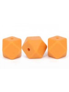 Silicone Hexagon Bead 14mm 10pcs Mango