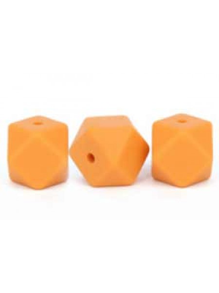 Silicone Hexagon Bead 14mm 10pcs Mango