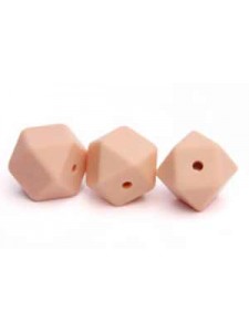 Silicone Hexagon Bead 14mm 10pcs Peachy