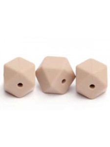 Silicone Hexagon Bead 14mm 10pcs Oatmeal