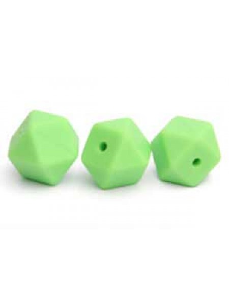 Silicone Hexagon Bead 14mm 10pc Lt Green