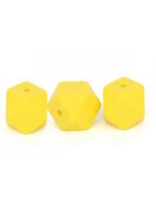 Silicone Hexagon Bead 14mm 10pcs Lemon Y