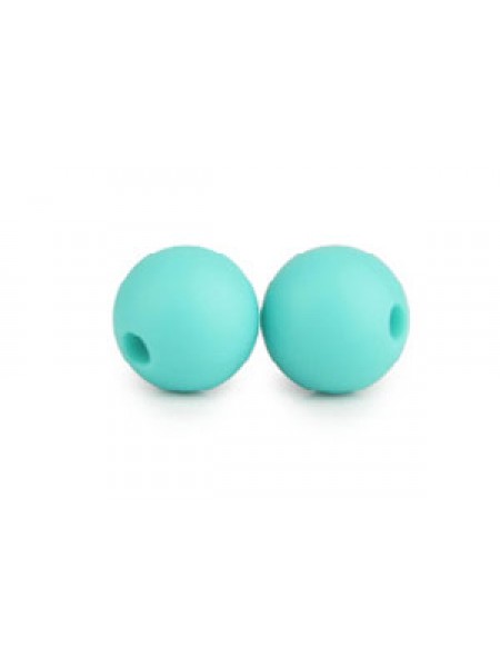 Silicone Bead Round 12mm 20pcs Turquoise