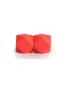 Silicone Bead Hexagon 17mm 10pcs Coral