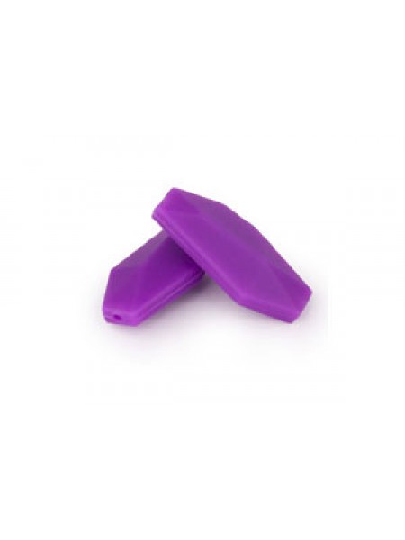 Silicone Bead Geo Leaf 5pcs Lavender