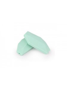 Silicone Bead Geo Leaf 5pcs Mint Green