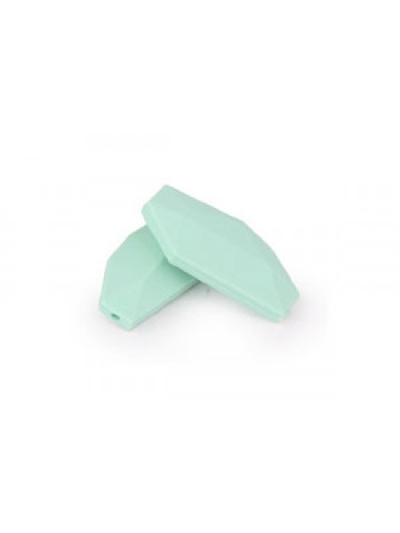 Silicone Bead Geo Leaf 5pcs Mint Green