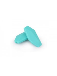 Silicone Bead Geo Leaf 5pcs Turquoise