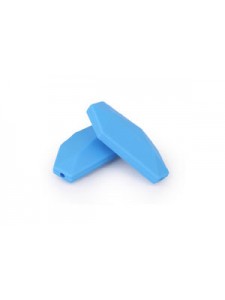 Silicone Bead Geo Leaf 5pcs Skyblue