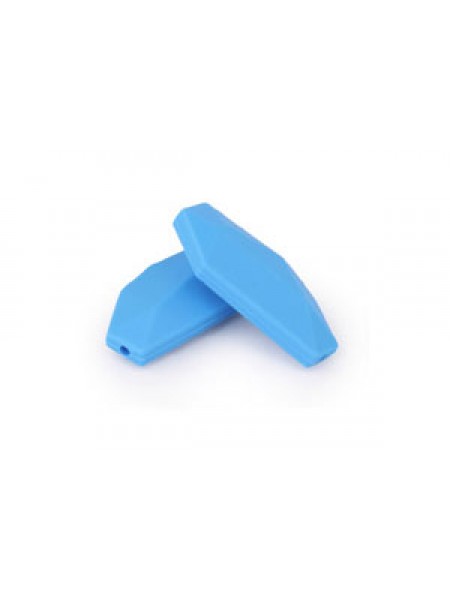 Silicone Bead Geo Leaf 5pcs Skyblue