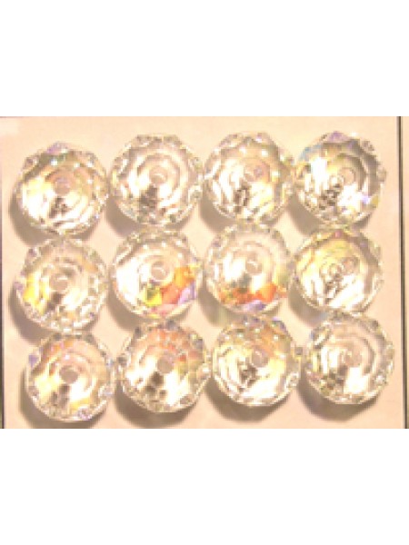 Swar Squashed Round Bead 8mm Clear AB