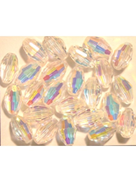 Swar Oval Bead 6x4mm Clear Aur.Boreale