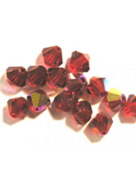 Swar Bi-cone Bead 3mm Siam Red AB