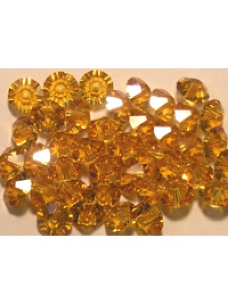 Swar Flat Bi-cone Bead 6mm Topaz