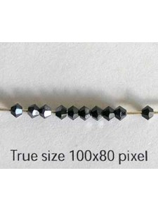 Swar Bi-cone Bead 3mm Jet Hematite