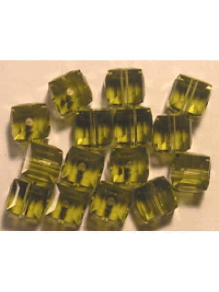 Swar Cube Bead 6mm Khaki