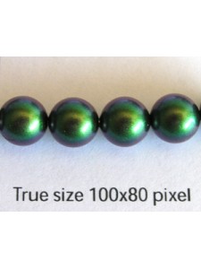 Swar Round Pearl 8mm Scarab Green