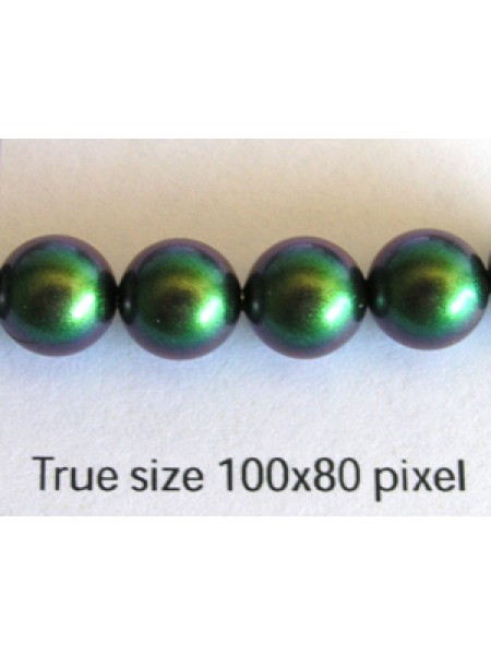 Swar Round Pearl 8mm Scarab Green