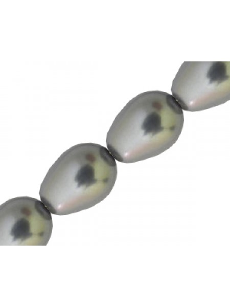 Swar Pearl Pear 11x8mm Dark Grey