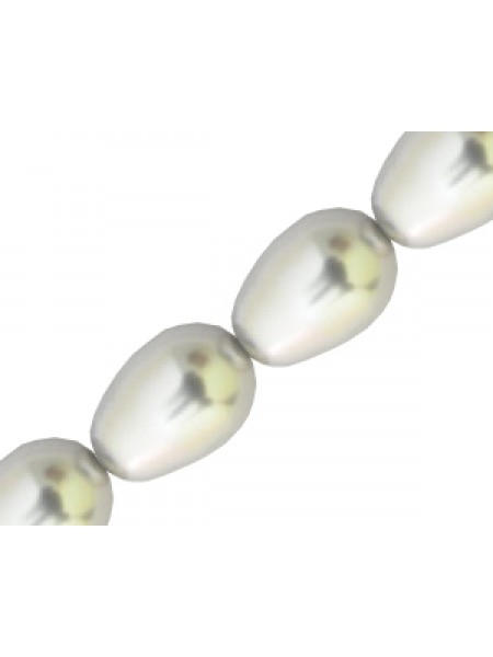 Swar Pearl Pear 11x8mm Light Grey