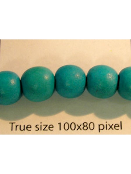Wood Bead 10mm Round Turquoise 16in