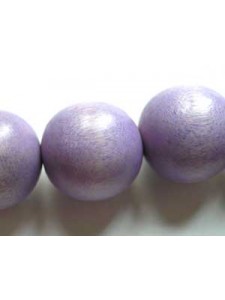 Wood bead 20mm Round lavender 16in str
