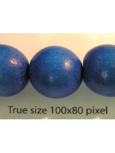 Wood Bead 15mm Round Blue 16in