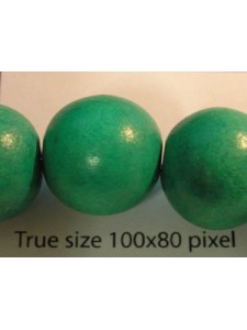 Wood Bead 15mm Round Green 16in