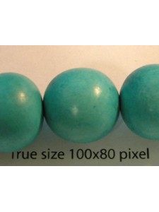 Wood Bead 15mm Round Med Turquoise 16in