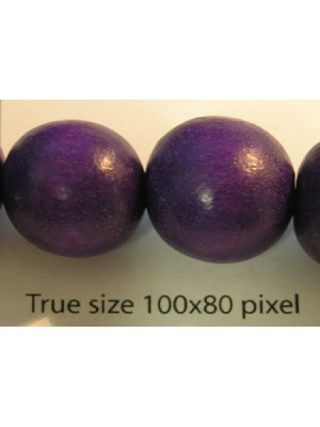 Wood Bead 15mm Round Purple 16in