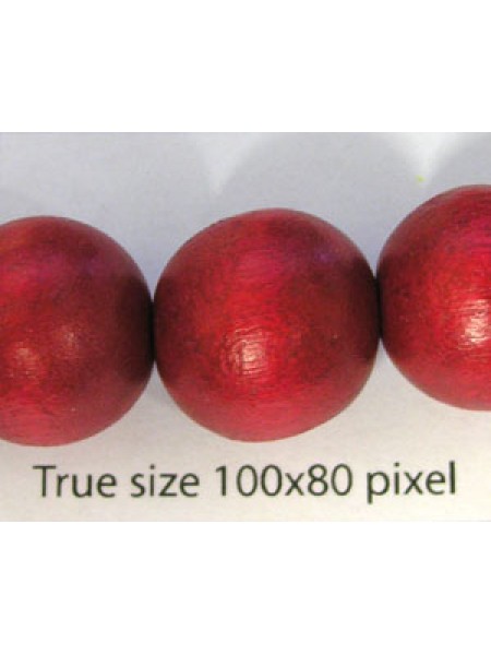 Wood Bead 15mm Round Red 16in