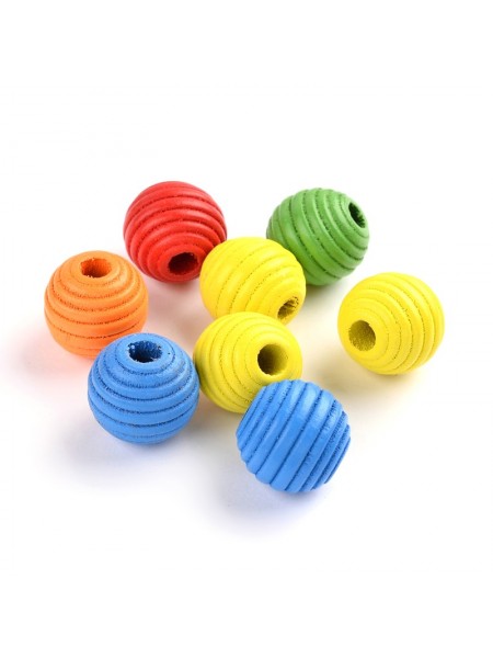 Wood Bead Groove 20mm H:5mm Mixed Colour