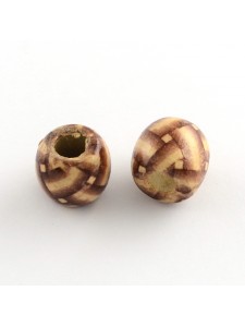 Wood Bead 16x15mm H:6mm Weave Print