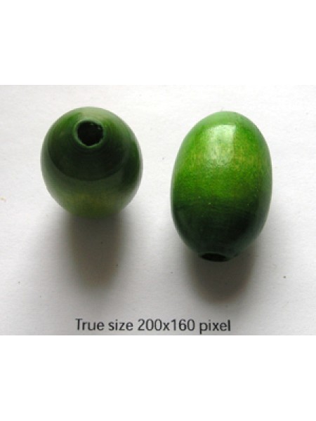 Wood Bead Oval 30x20mm H: 4MM Green