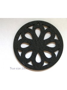 Wood Floral circle 49x3mm Black