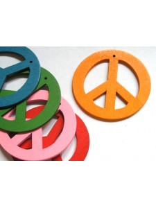Peace Sign Wood 50x2.5mm Mixed Colours