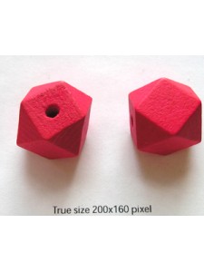 Wood Bead 20mm Polyhedron (H4mm) Fuchsia