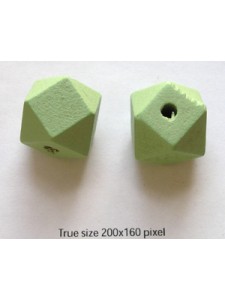 Wood Bead 20mm Polyhedron (H4mm) LtGreen