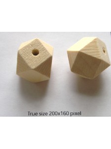 Wood Bead 20mm Polyhedron (H4mm) Natural