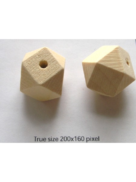 Wood Bead 20mm Polyhedron (H4mm) Natural
