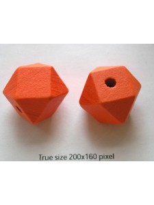 Wood Bead 20mm Polyhedron (H4mm) Orange