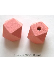 Wood Bead 20mm Polyhedron (H4mm) Pink