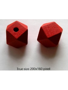 Wood Bead 20mm Polyhedron (H4mm) Red