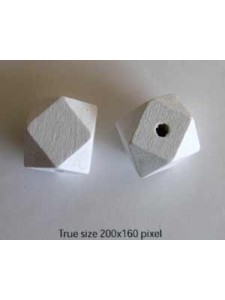 Wood Bead 20mm Polyhedron (H4mm) White