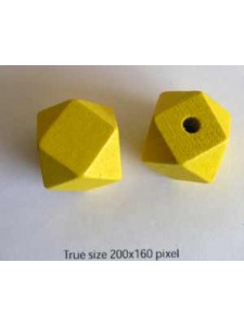Wood Bead 20mm Polyhedron (H4mm) Yellow