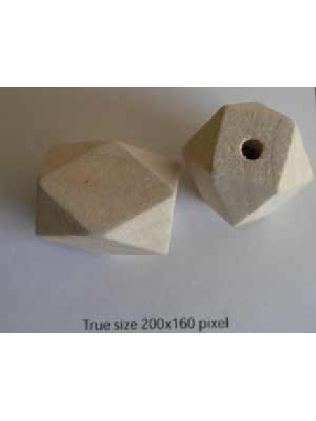 Wood Bead 26x20mm Polygon (H4mm) Natural