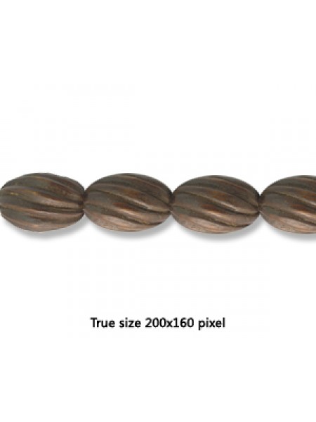 Wood Corrugated Oval 20x12mm Dark Brown