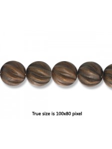 Wood Corrugated Bead 8mm Dark Brown