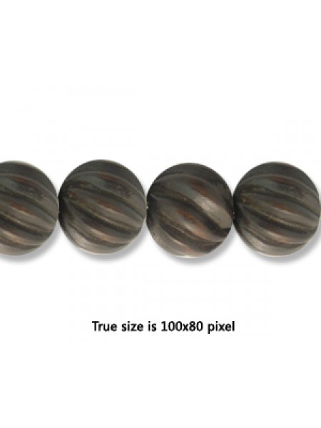 Wood Corrugated Bead 10mm Dark Brown